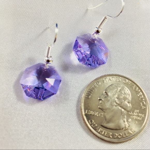 Swarovski Austrian Crystal 14mm Octagon Earrings - Picture 5 of 7